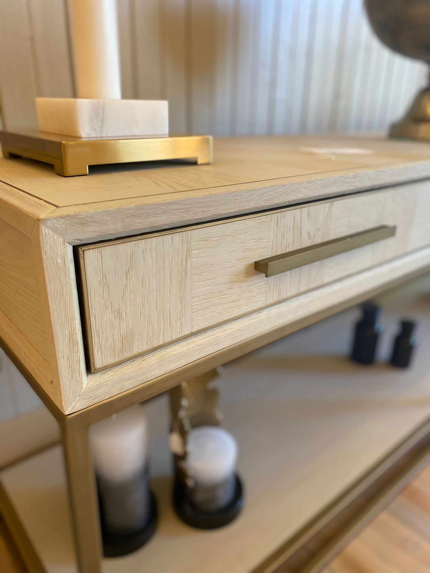 Gold Trim Wooden Console