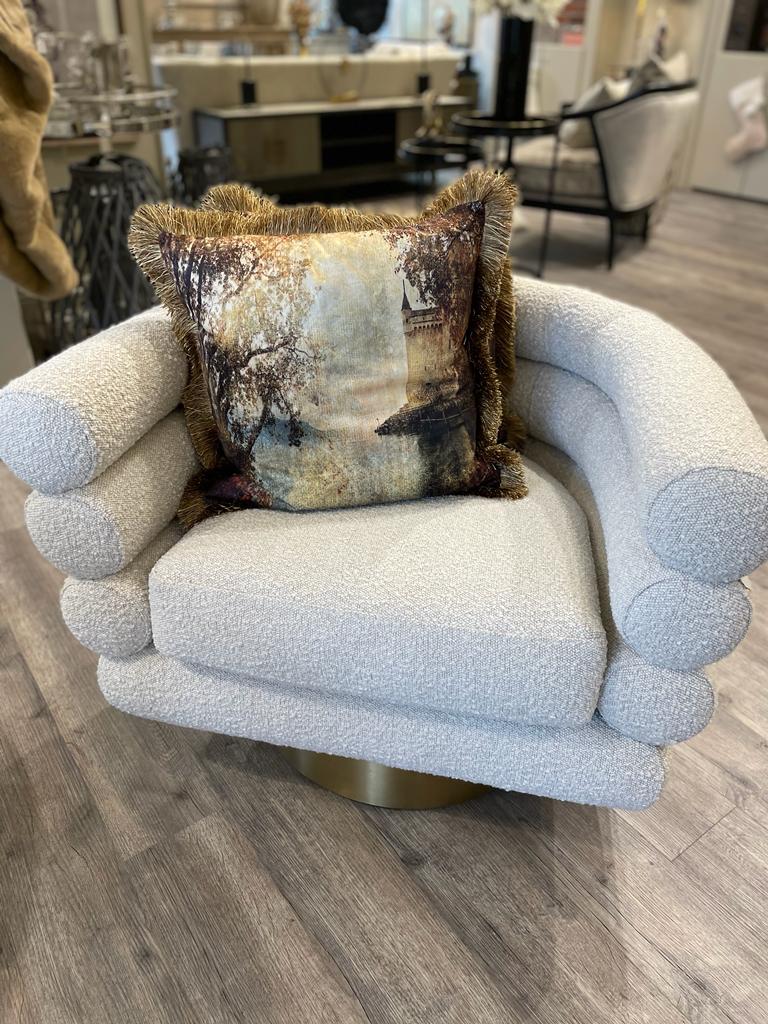 Swivel Cream Boucle Chair