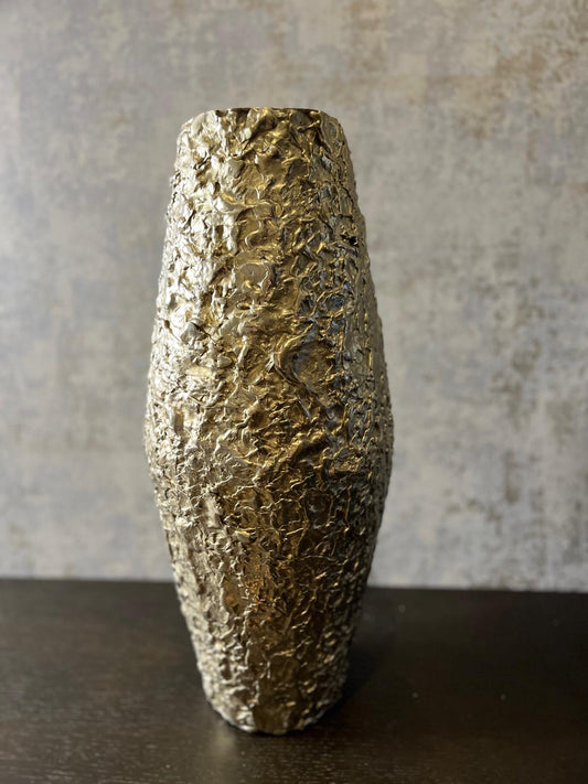 small distressed textured Gold Vase