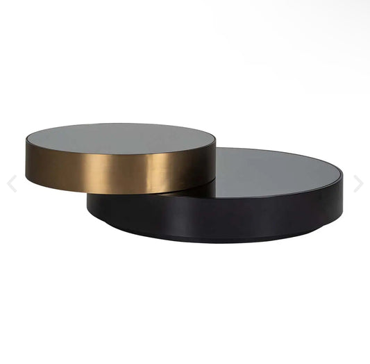 Circular contemporary double coffee table gold/table