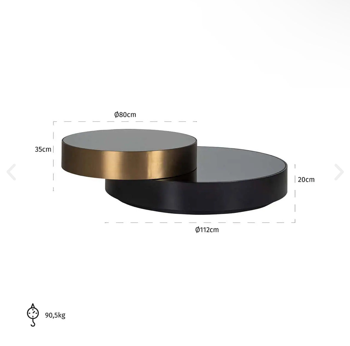 Circular contemporary double coffee table gold/table
