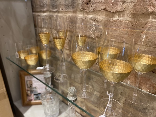 Gold Honeycomb Champagne Glasses