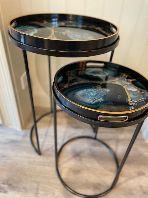 Tray Tables with Turquoise Accents