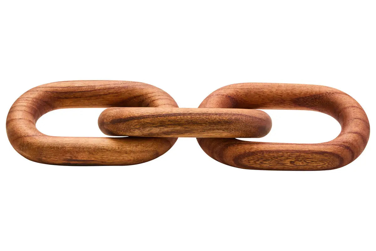Brown Wood 3 Link Chain Sculpture