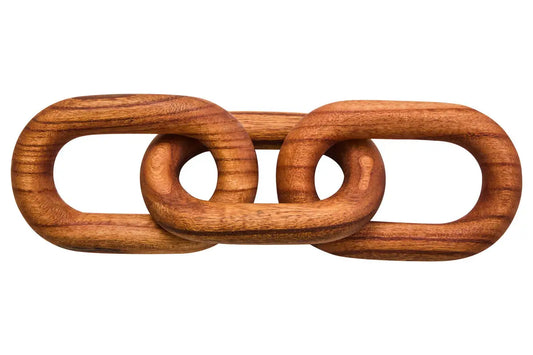 Brown Wood 3 Link Chain Sculpture