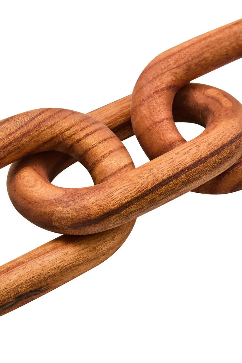 Brown Wood 3 Link Chain Sculpture
