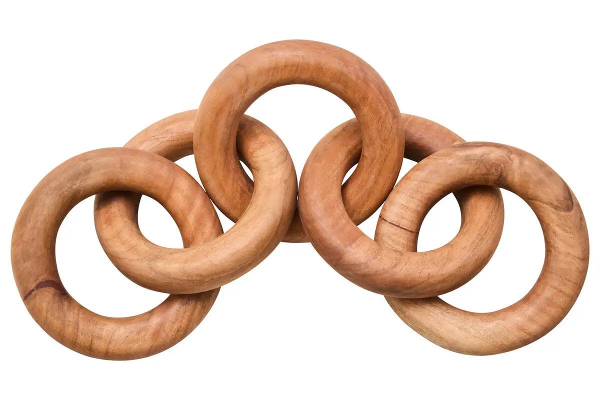 Natural Wood 5 Link Circles Chain Sculpture