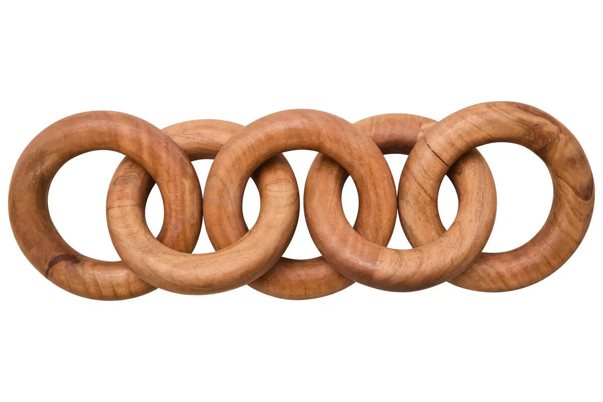 Natural Wood 5 Link Circles Chain Sculpture
