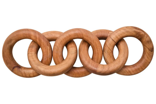 Natural Wood 5 Link Circles Chain Sculpture