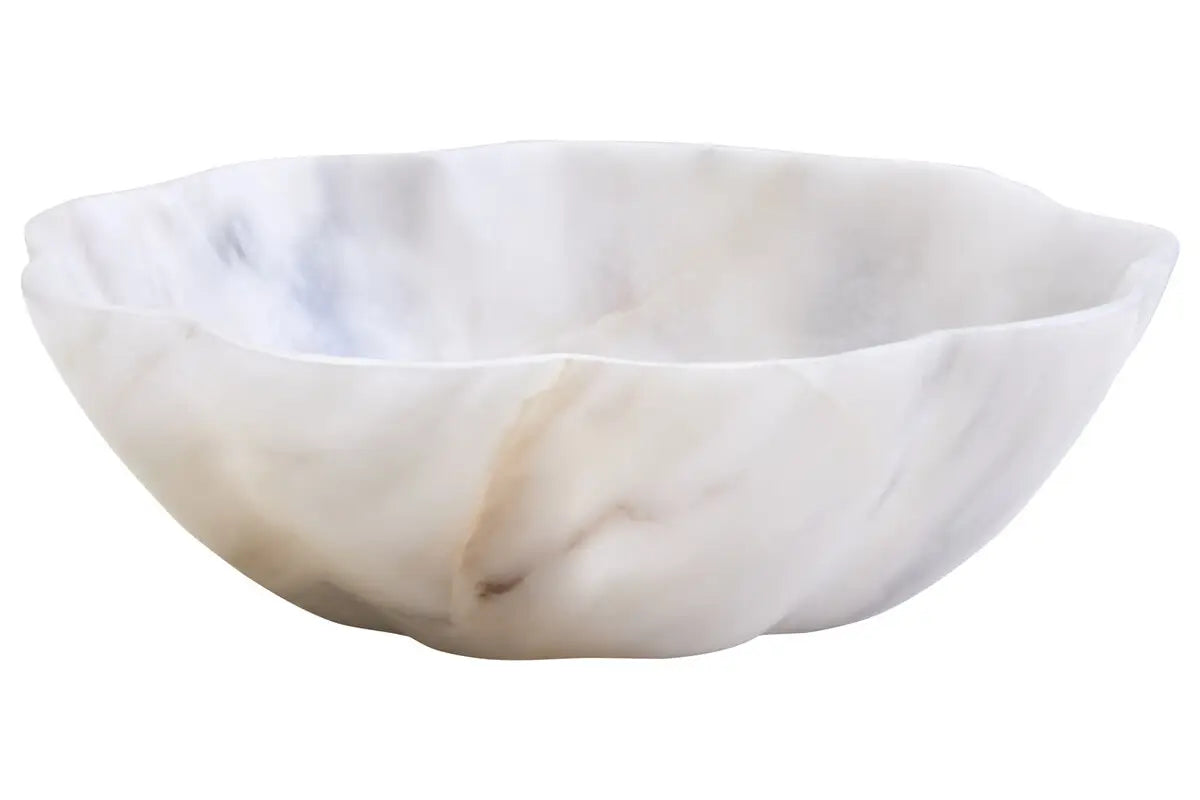 Small Scalloped White Marble Bowl
