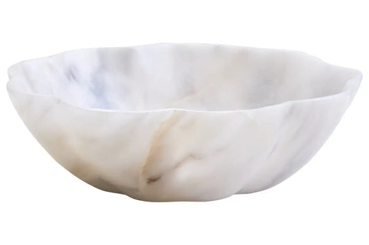 Small Scalloped White Marble Bowl