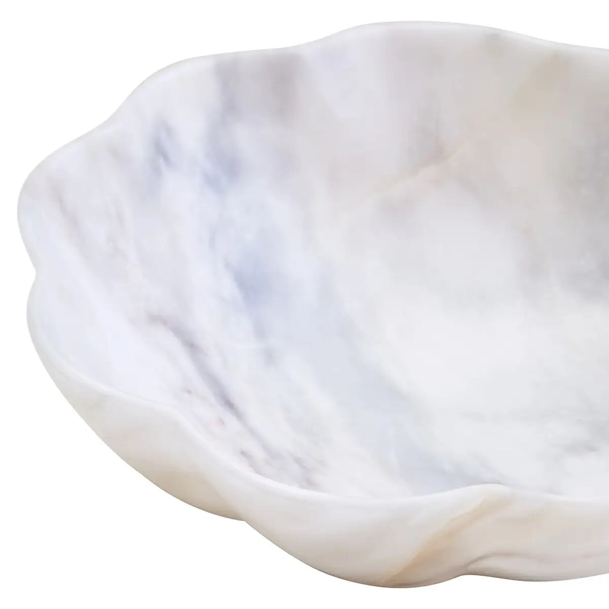 Small Scalloped White Marble Bowl