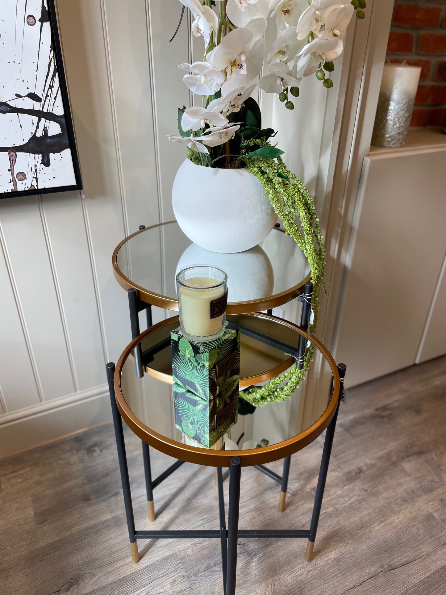 Tall Mirror Top Side Table