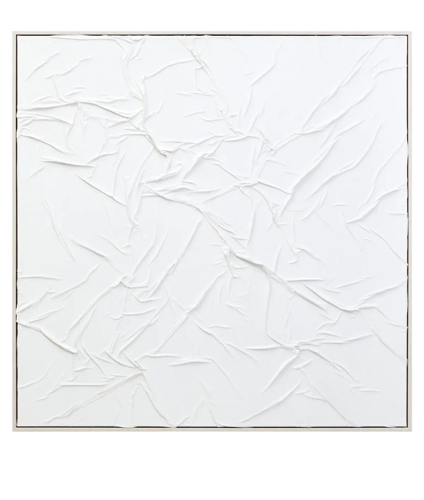 White Pleated Fabric Wall Art