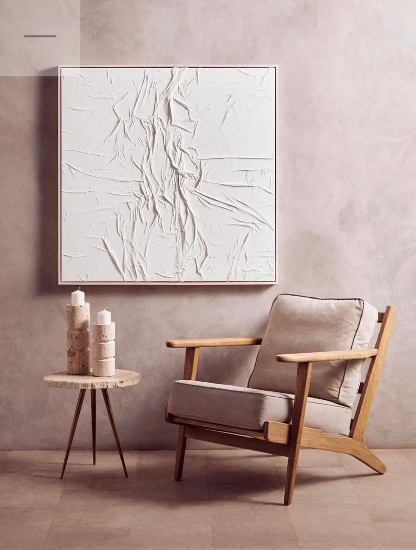 White Pleated Fabric Wall Art