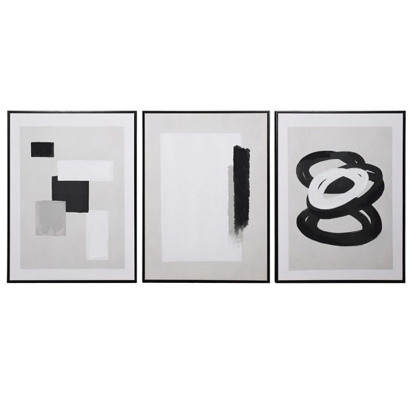 Set of 3 Grey & Black Abstract Prints