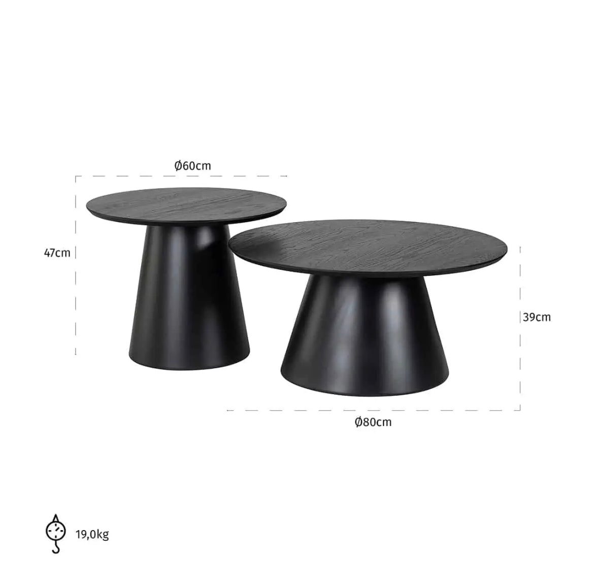 Set of 2 Black Coffee tables