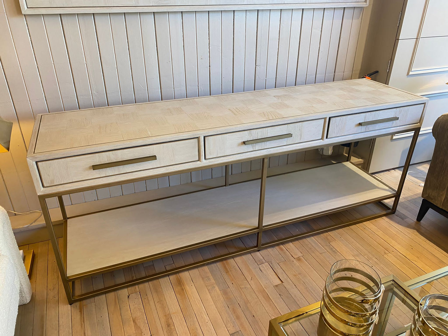 Gold Trim Wooden Console