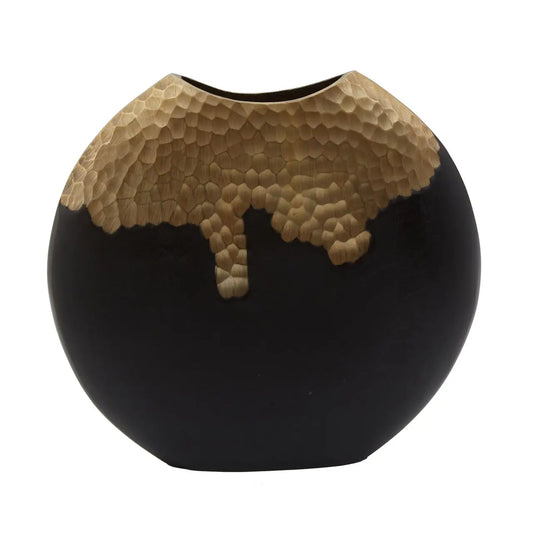 Large Black & Gold Oval Vase