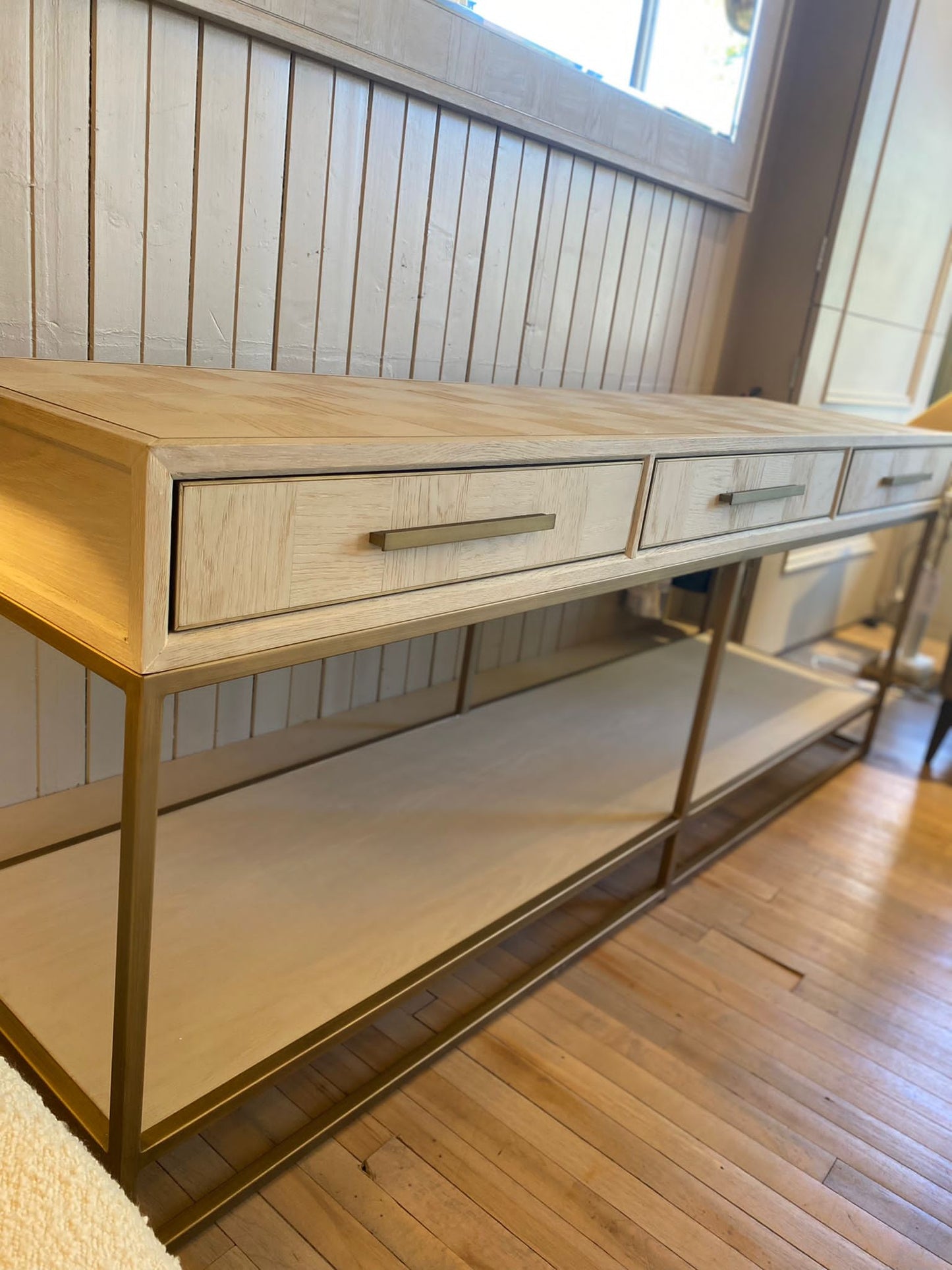 Gold Trim Wooden Console